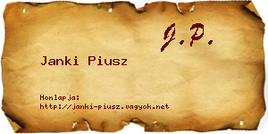 Janki Piusz névjegykártya